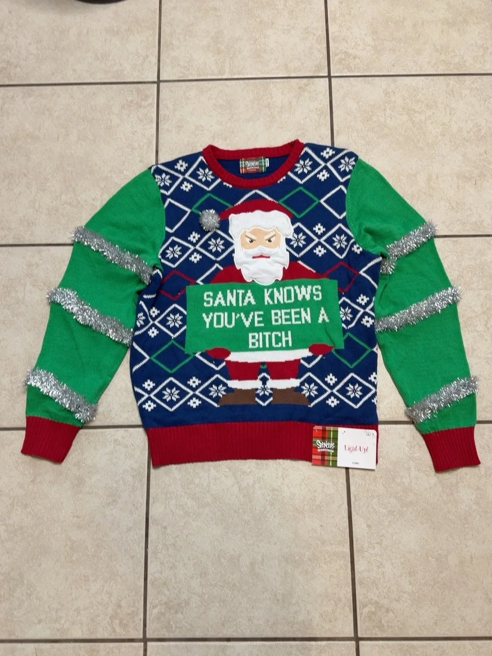 Spencer’s Light-Up Santa Ugly Christmas Sweater XL NWT
